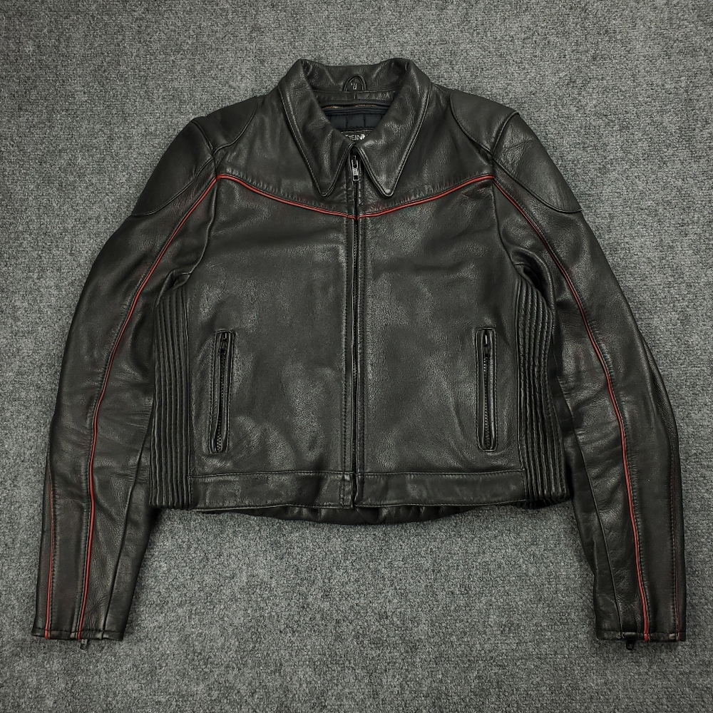 Vintage Steinmark Leather Jacket Womens 12 Padded Cafe Racer Motorcycle Moto 80s